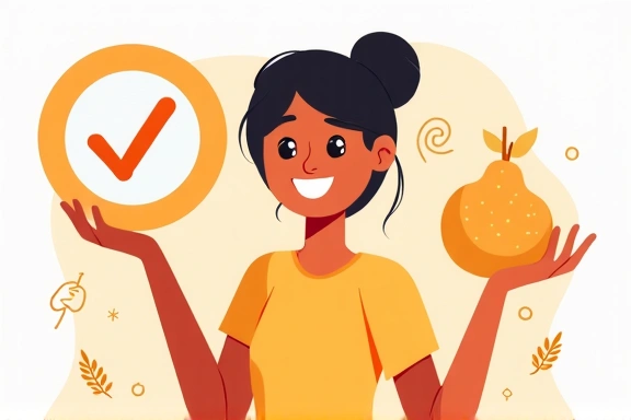 Ilustración de agradecimiento, persona sonriendo con un check de confirmación