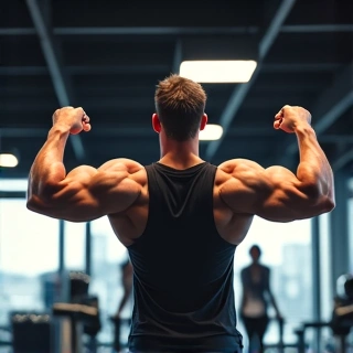 Hombre levantando pesas con energía en el gimnasio
