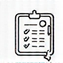 Icono que representa un plan de comidas o una lista de alimentos, con elementos como una hoja de papel, un lápiz y símbolos de alimentos saludables.